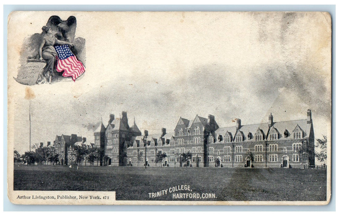 c1905's Trinity College Exterior Scene Hartford Connecticut CT Unposted Postcard