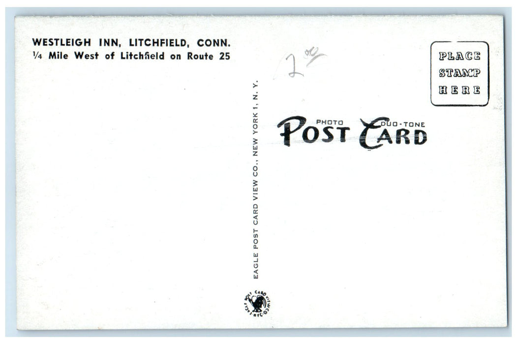 c1960's Aerial View Of Westleigh Inn Litchfield Connecticut CT Unposted Postcard