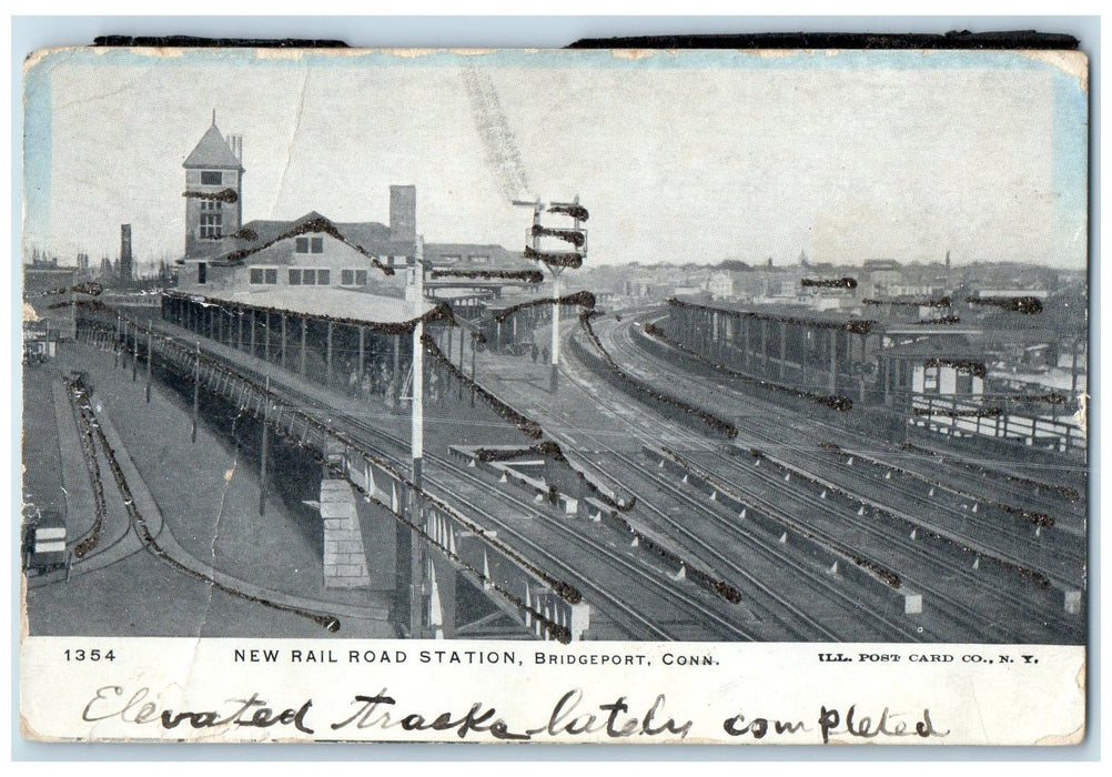 1905 New Rail Road Station Scene Bridgeport Connecticut CT Posted Postcard