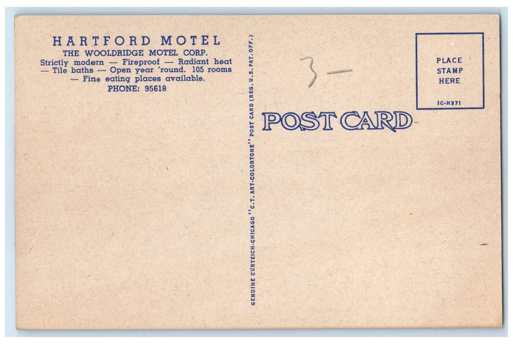 c1940's Hartford Motel Exterior Roadside Salinas Kansas KS Unposted Postcard