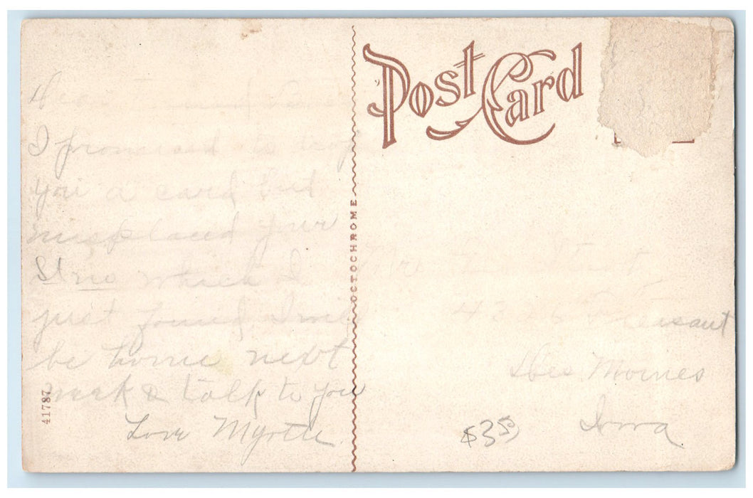 c1920 Carnegie Public Library Exterior Roadside Salinas Kansas KS Trees Postcard