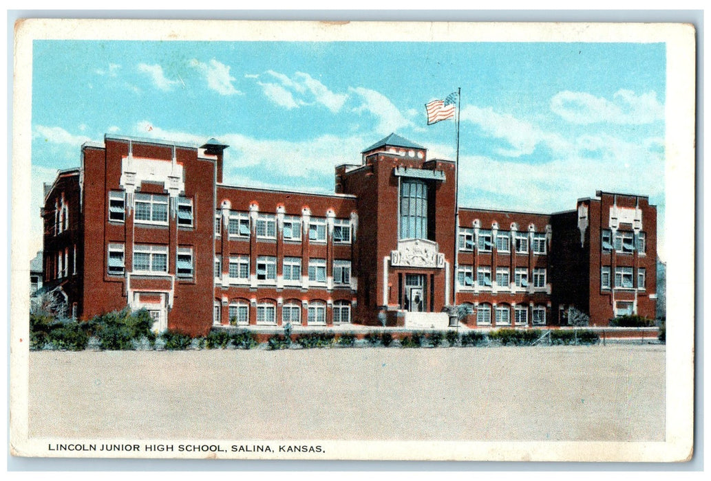 c1910's Lincoln Junior High School Exterior Salinas Kansas KS Unposted Postcard