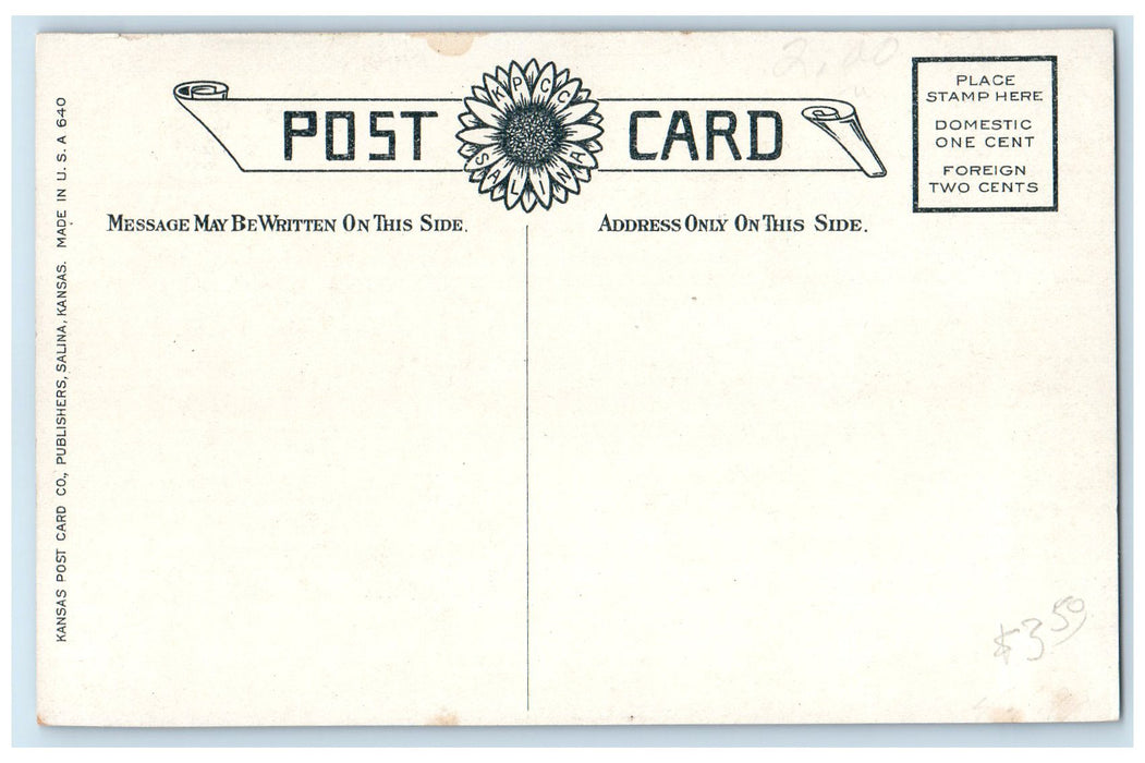 c1940s City Water Work Pumping Station Exterior Salinas Kansas KS Trees Postcard