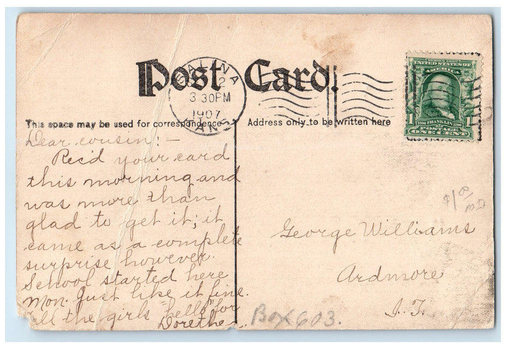 1907 Kansas Wesleyan Business College Salinas Kansas KS Posted People Postcard