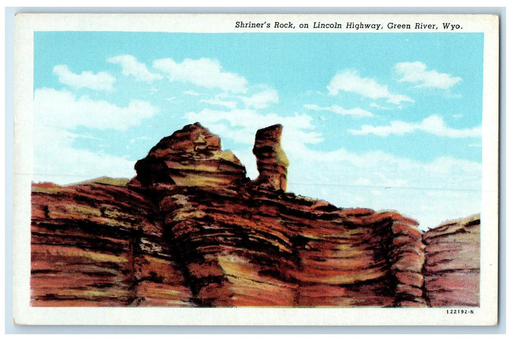 c1920's Shriner's Rock Formation On Lincoln Highway Green River Wyoming Postcard