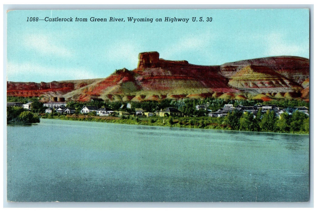 c1950's Castlerock From Green River Rock Formation Wyoming On Highway Postcard