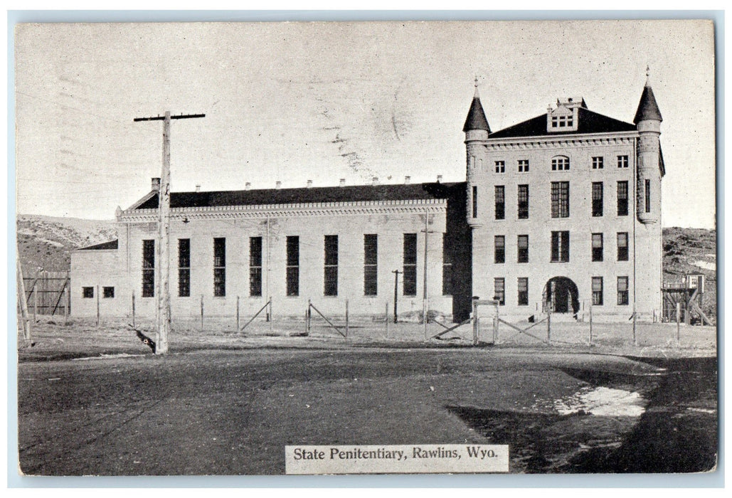 1913 State Penitentiary Exterior Roadside Rawlins Wyoming WY Posted Postcard