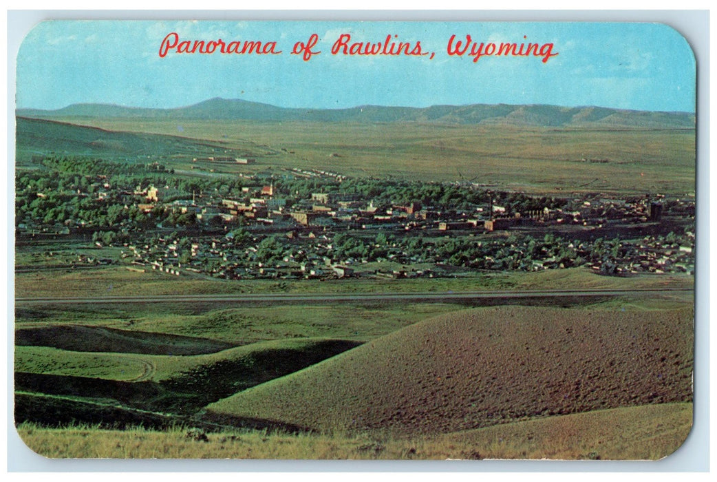1970 Panorama Of Rawlins Wyoming WY Posted Cattle And Oil Metropolis Postcard