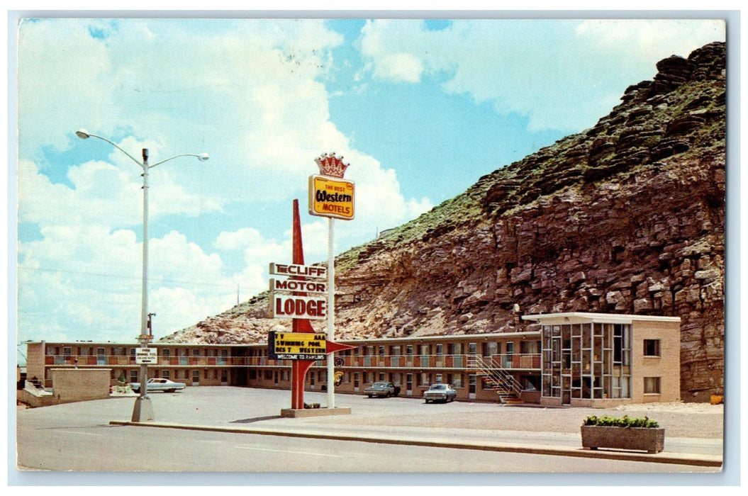 1972 The Cliff Motor Lodge Roadside Signage Rawlins Wyoming WY Posted Postcard