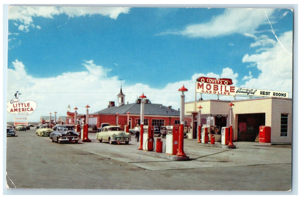 c1960 Covey's Little America Roadside Signage Granger Wyoming WY Posted Postcard