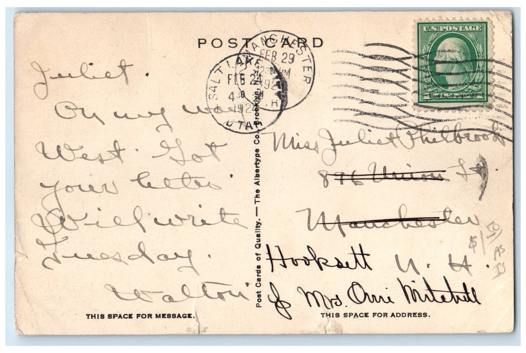 1924 Post Office Exterior Roadside Rawlins Wyoming WY Posted Vintage Postcard