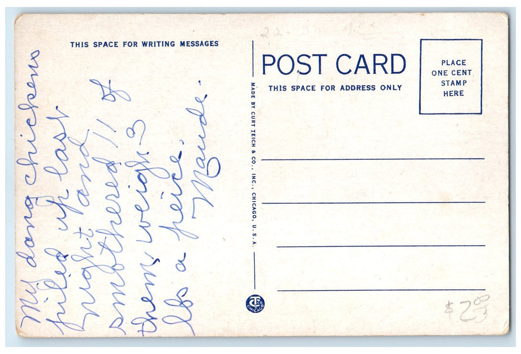 c1940's North American Hotel Exterior Roadside Ottawa Kansas KS Flag Postcard