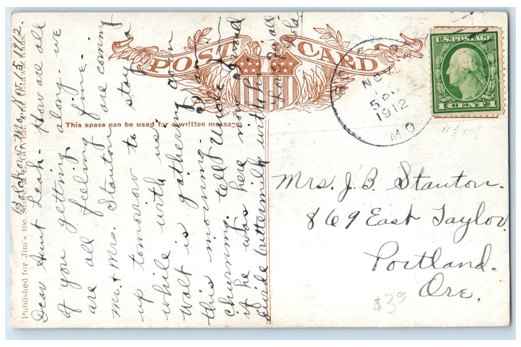 1912 Field School Exterior Roadside Scene Ottawa Kansas KS Posted Trees Postcard