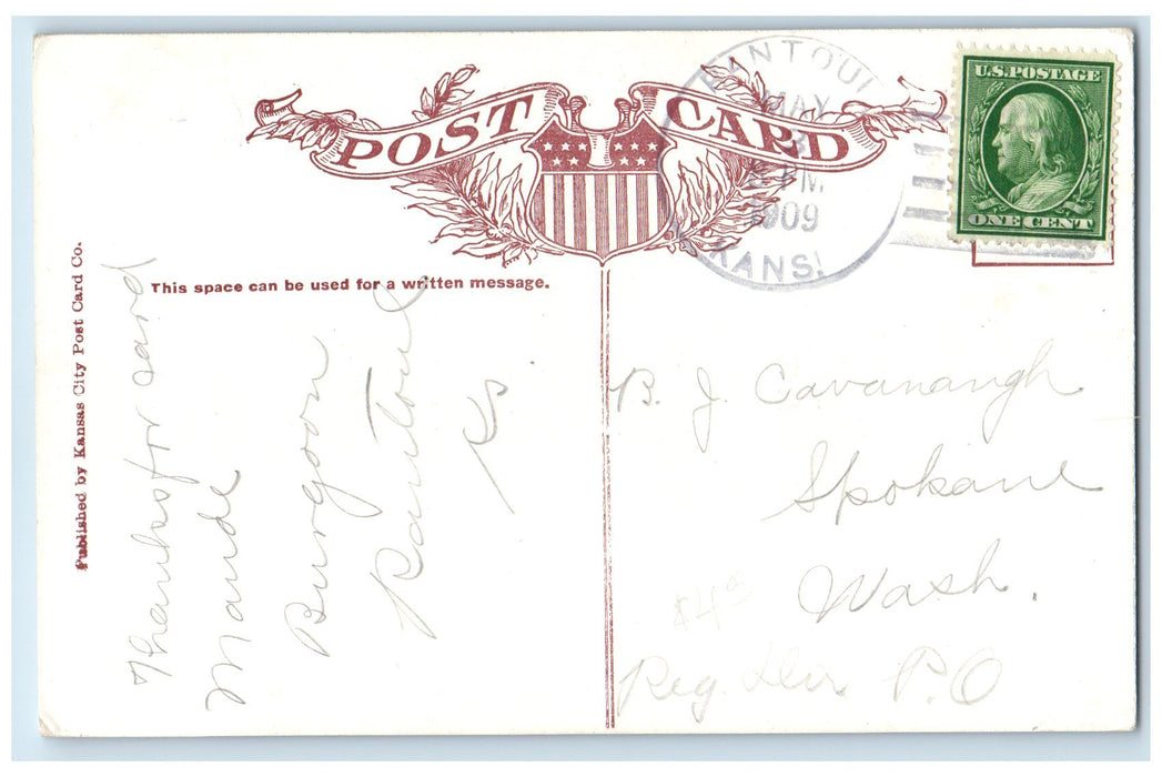 1909 The Rohrbaugh Theatre Exterior Roadside Ottawa Kansas KS Posted Postcard