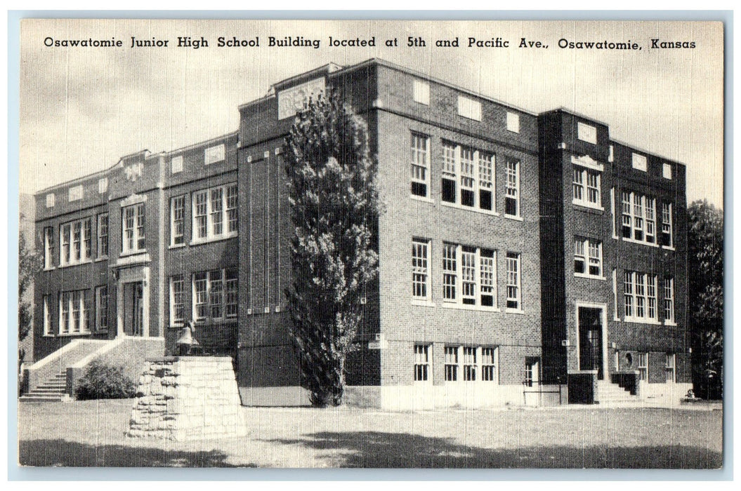 c1940's Osawatomie Junior High School Building Osawatomie Kansas KS Postcard