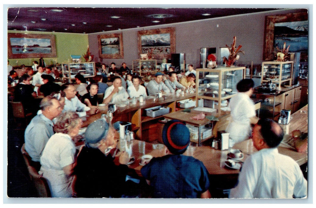 c1960's Covey's Little America Interior Coffee Shop Granger Wyoming WY Postcard