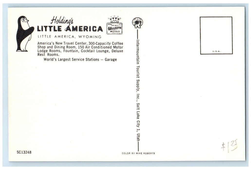 c1960s Holding's America's Travel Center Little America Wyoming WY Pool Postcard