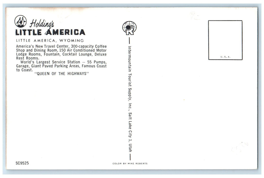 c1960s Holding's America's Travel Center Little America Wyoming WY Cars Postcard