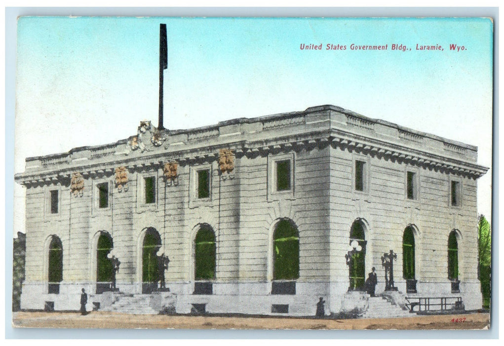 1909 United States Government Building Exterior View Laramie Wyoming WY Postcard