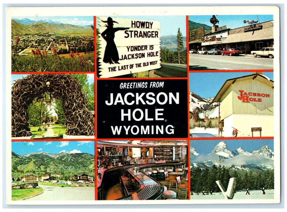 c1960's Greetings From Jackson Hole Wyoming WY Unposted Landmarks Scene Postcard