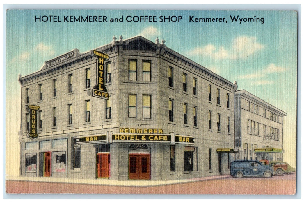c1940's Hotel Kemmerer And Coffee Shop Exterior Kemmerer Wyoming WY Postcard