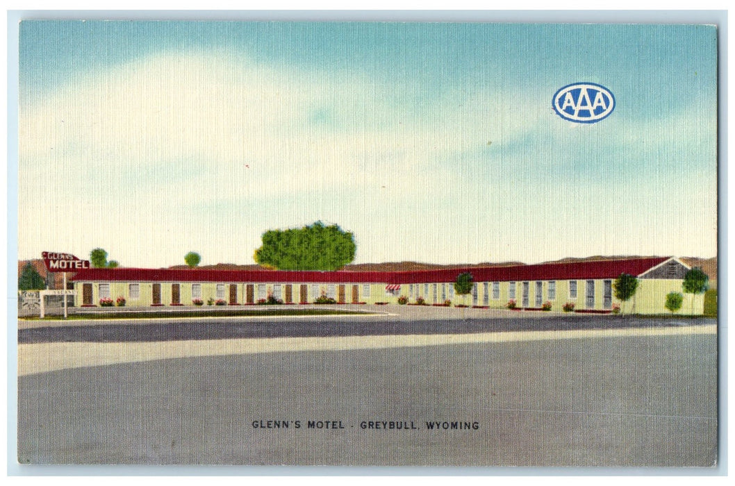 c1940's Glenn's Motel Exterior Roadside Greybull Wyoming WY Unposted Postcard
