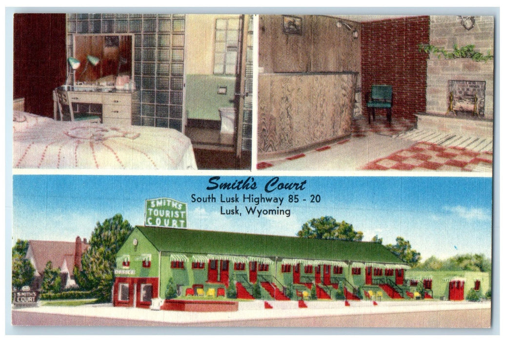 c1940's Smith's Court Exterior Roadside Bed Room Scene Lusk Wyoming WY Postcard