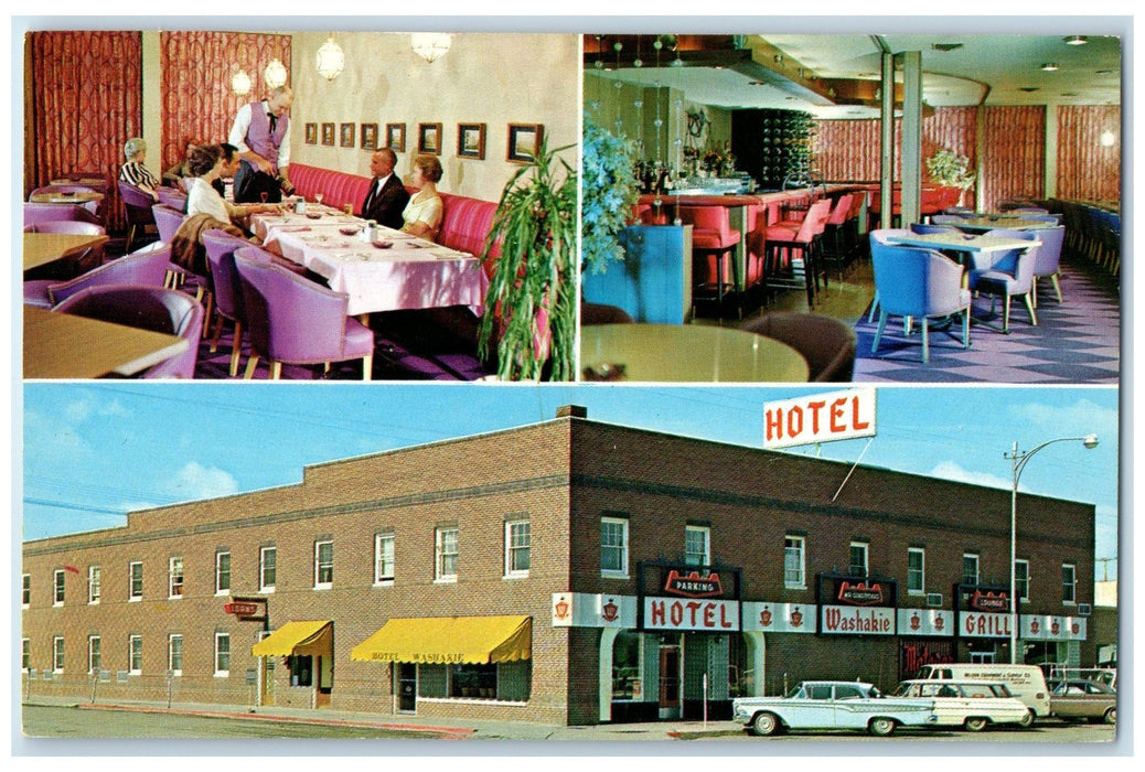 c1960s Hotel Washakie Grill And Matador Lounge Worland Wyoming Unposted Postcard