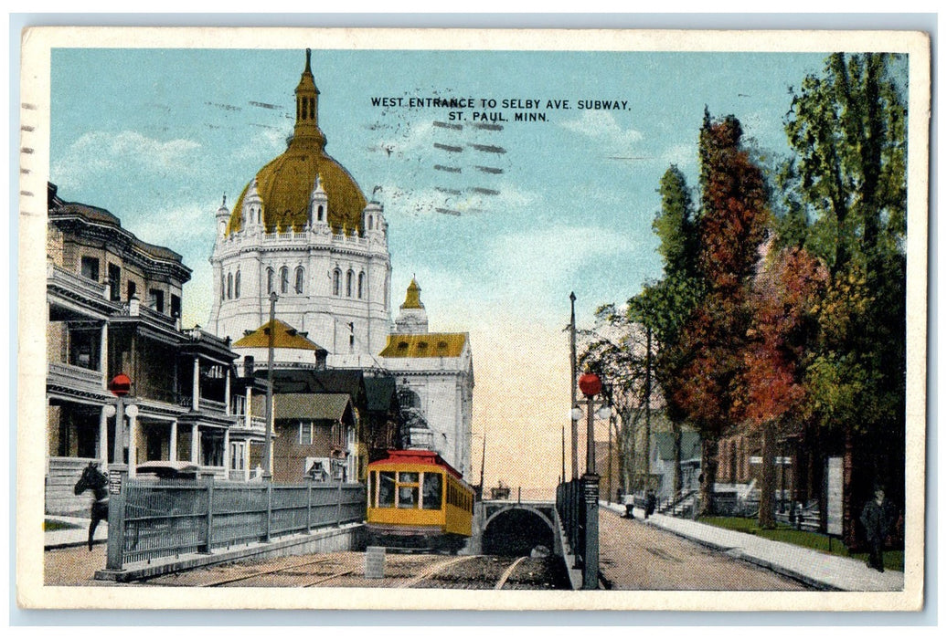 1919 West Entrance To Selby Avenue Subway Car St. Paul Minnesota MN Postcard
