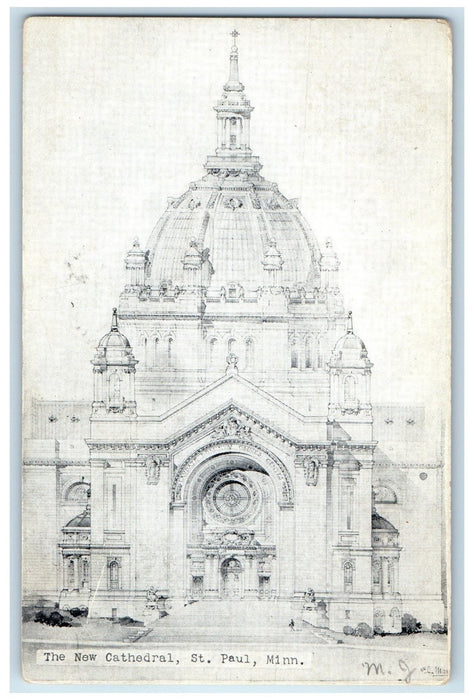 1910 The New Cathedral Exterior Roadside St. Paul Minnesota MN Posted Postcard