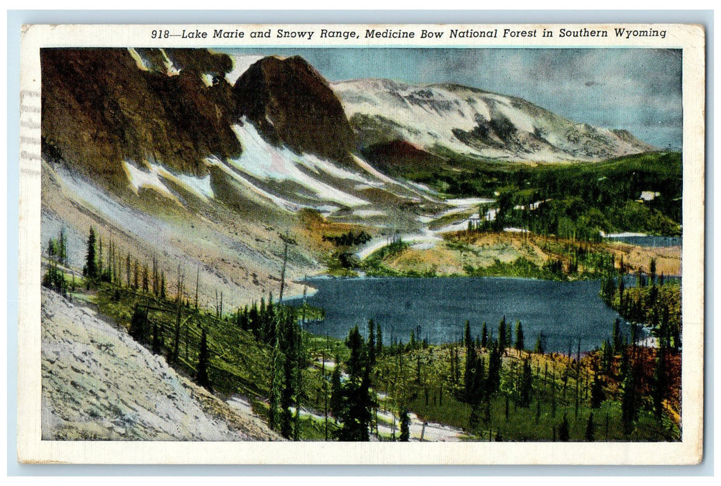 1946 Lake Marie And Snowy Range Scene Medicine Bow Wyoming WY Posted Postcard