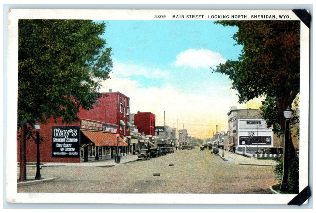 c1940's Main Street Looking North Shops Sheridan Wyoming WY Unposted Postcard