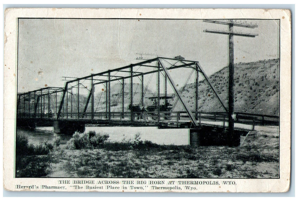 c1920's The Bridge Across The Big Horn At Thermopolis Wyoming WY Horse Postcard