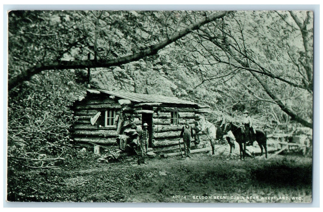 c1960's Seldom Seen Cabin Near Wheatland Wyoming WY Unposted Horses Postcard