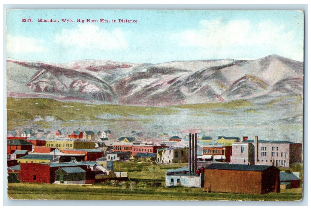 1912 Big Horn Mountains In Distance Sheridan Wyoming WY Unposted Houses Postcard